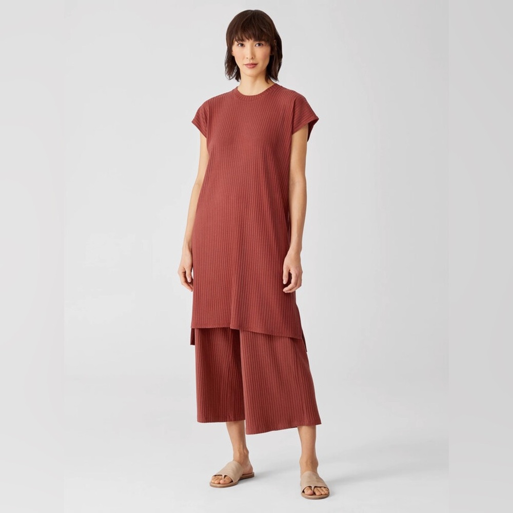 Textured Stretch Rib Crew Neck Dress